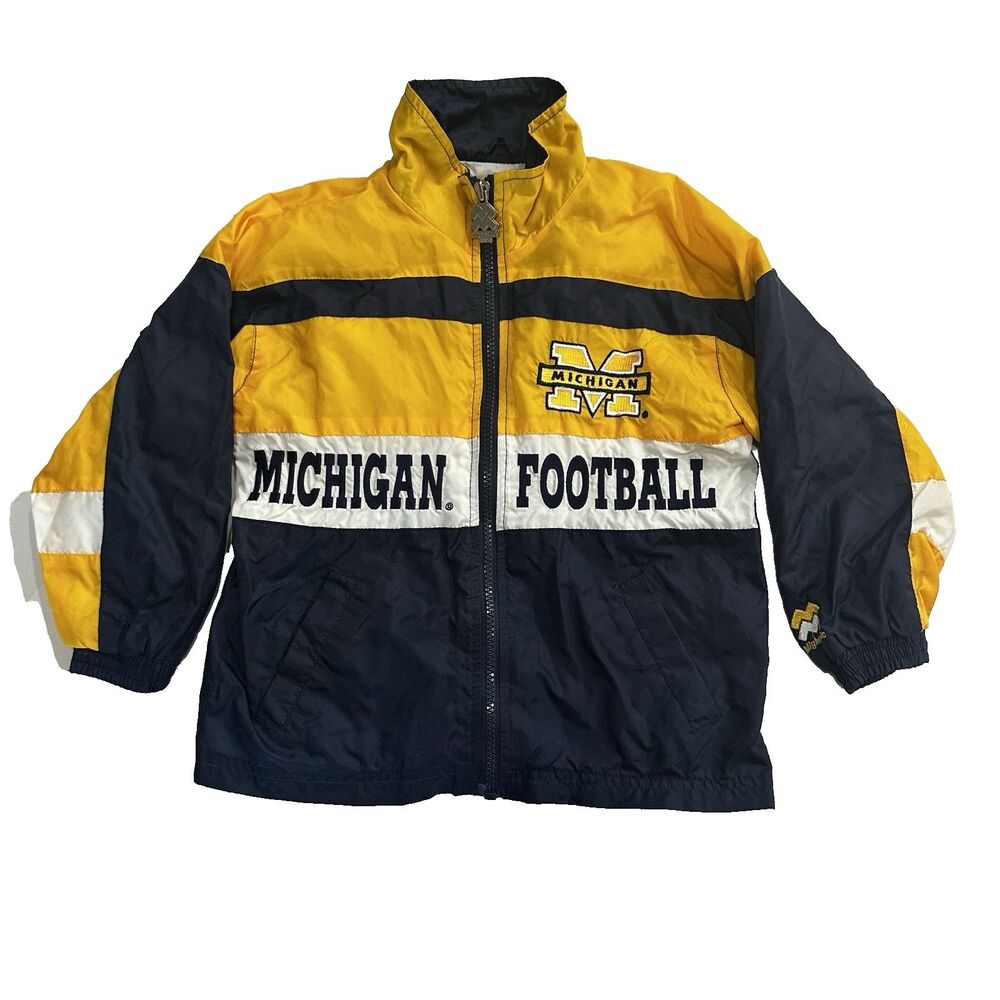 Mighty Mac Sports Kids Vintage Michigan Football Yellow Windbreaker Jacket 5